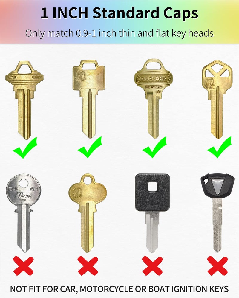 Uniclife 32 Pcs Key Cap Covers 1 Inch Key Head Protectors Soft Flexible Key Identifiers for Standard Regular Thin Flat House Keys (Not Suitable for Odd-Shaped Keys), 8 Colors - Image 4
